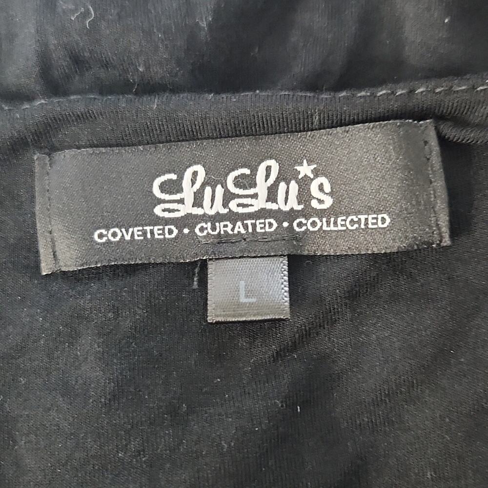 Lulu's Dress Size Large Lace Up Front Bodycon Long Sleeve Black Mini Dress - Picture 7 of 8